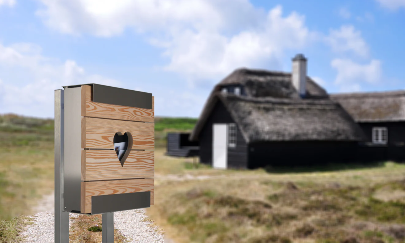 Briefkasten glasnost wood oak heart